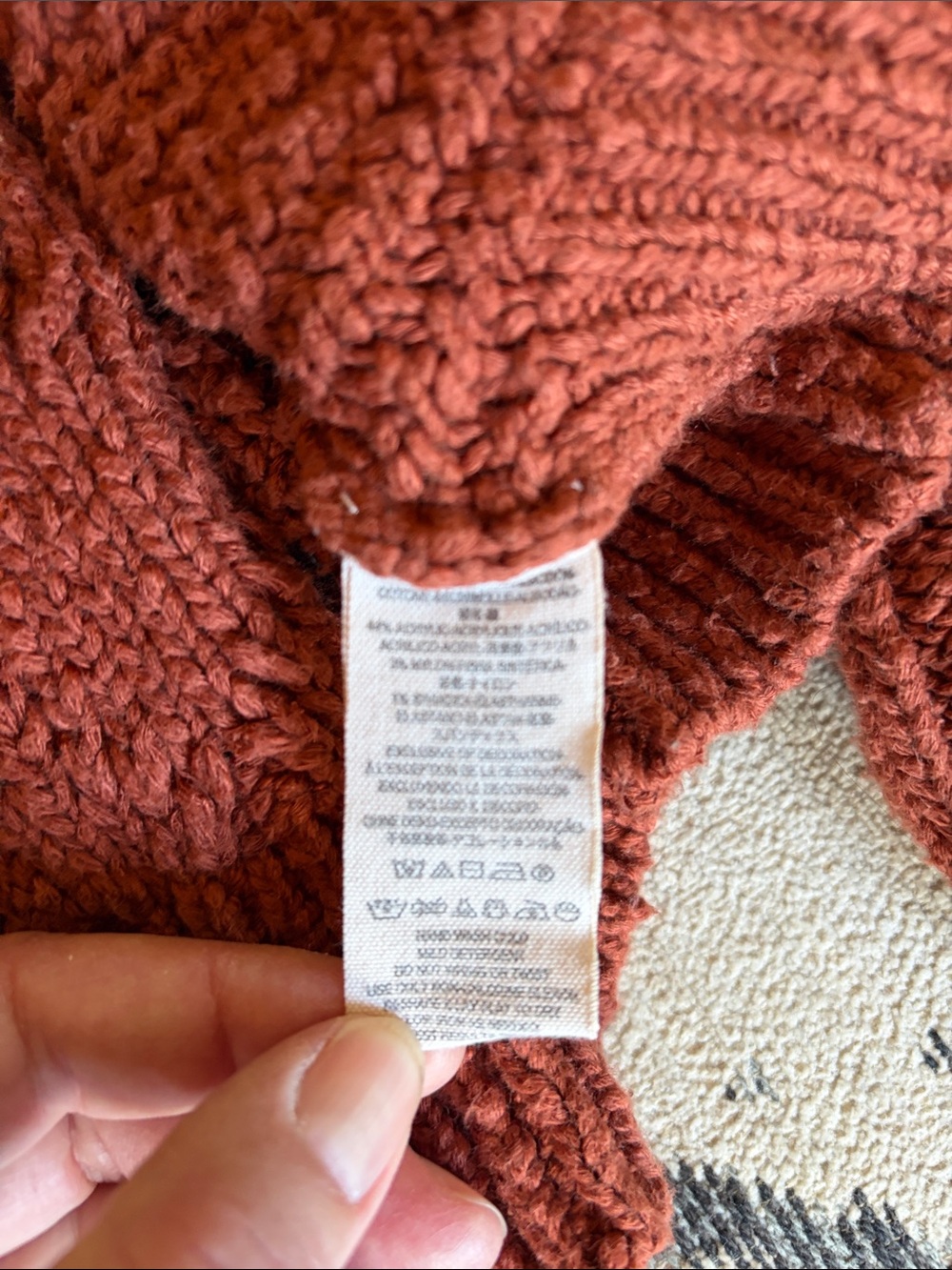 Free people Parfait textured pullover sweater in rust, size large - Picture 8 of 8